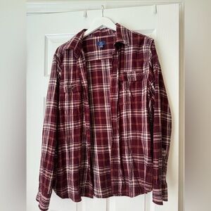 George Men’s Maroon Plaid Button-Up Shirt
